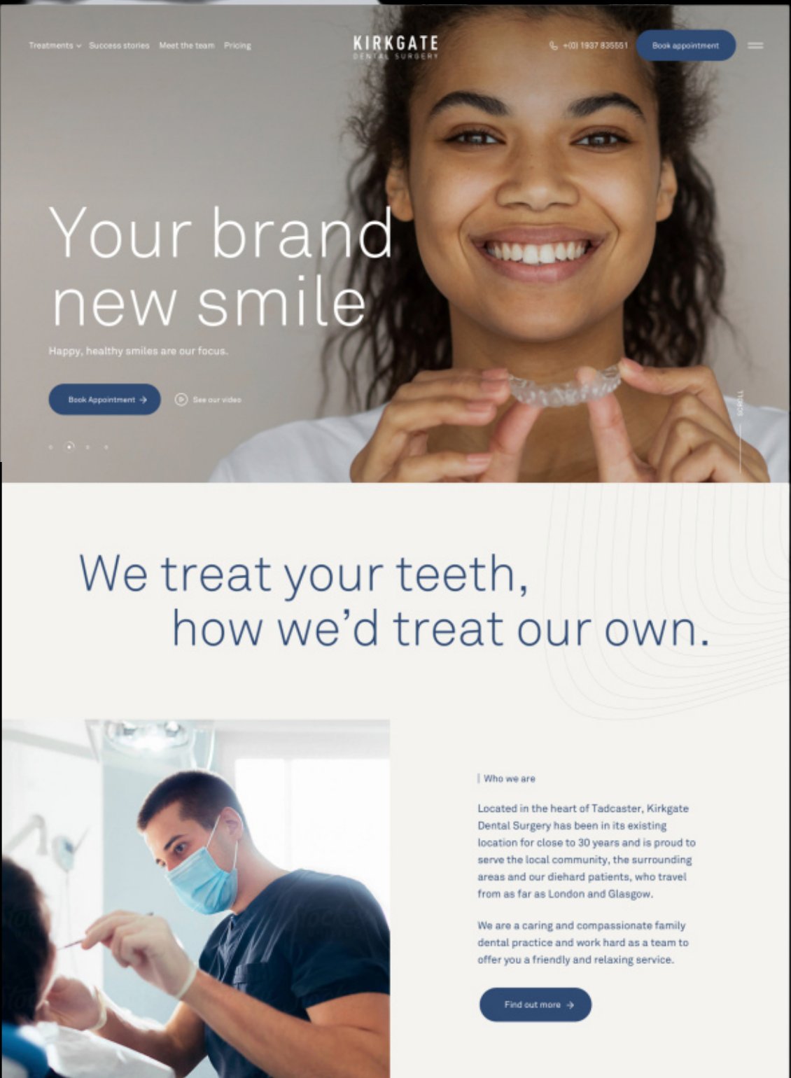 Dental clinic website homepage example