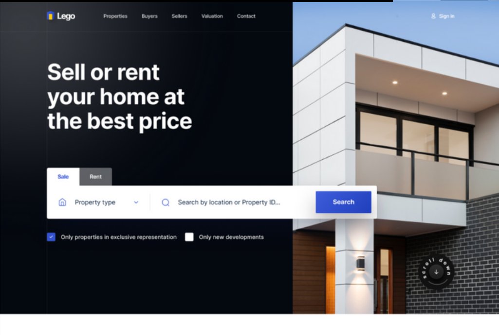 Real estate website homepage example